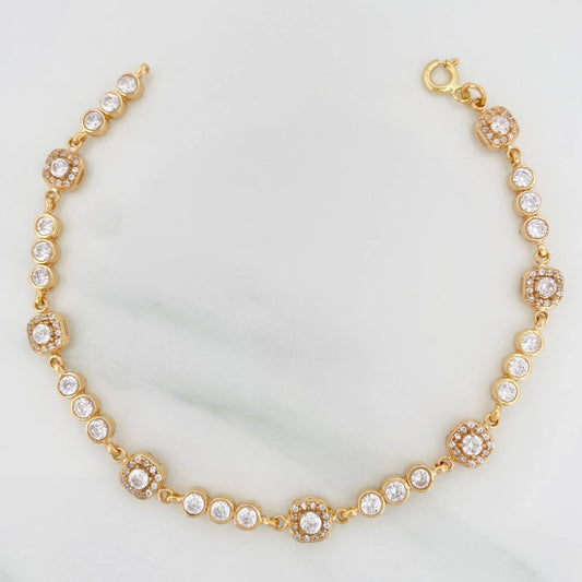 Tennis Bracelet Halo 10 g / 7 3/4 in / 6.4 mm 18K Yellow Gold