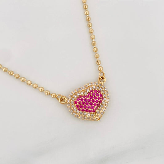Cadena Militar Diamantada Corazon 7.2 g / 17 in / 1.65 mm Oro Amarillo 18K