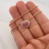Cadena Militar Diamantada Corazon 7.2 g / 17 in / 1.65 mm Oro Amarillo 18K