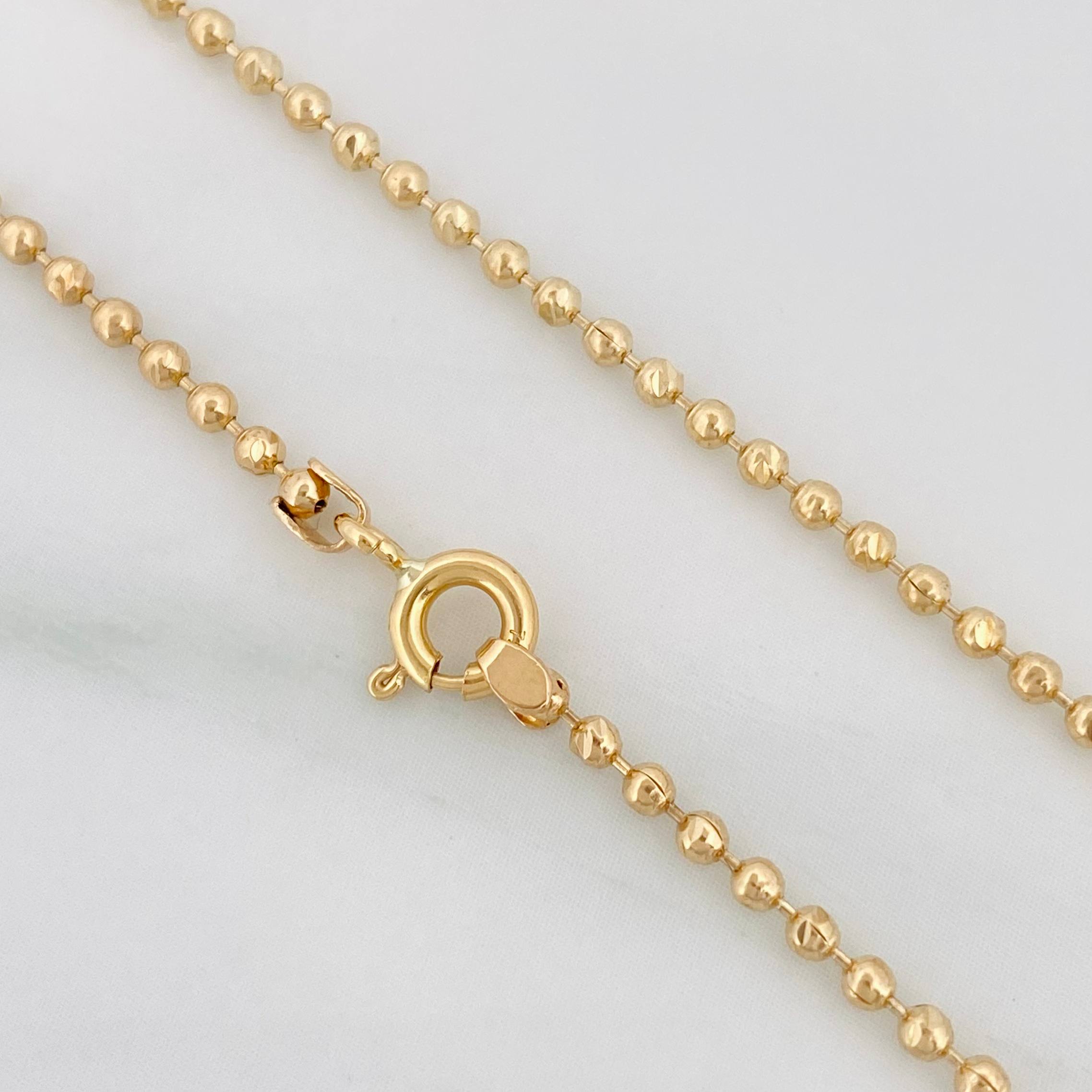Cadena Militar Diamantada Corazon 7.2 g / 17 in / 1.65 mm Oro Amarillo 18K