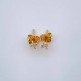 Stud Earrings Flower Diamond 0.65gr / 18K Yellow Gold &