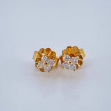 Stud Earrings Flower Diamond 0.65gr / 18K Yellow Gold &