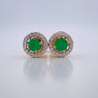 Stud Earrings Halo Circle Emerald 1.9gr / 18K Gold