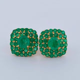 Topos Halo Cuadrado Esmeralda 2.85gr / Oro Amarillo 18K &