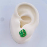 Topos Halo Cuadrado Esmeralda 2.85gr / Oro Amarillo 18K &