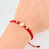 Pulsera Roja Virgen Guadalupe 3mm-4mm 4 Und Bolas Diamantada Oro Amarillo 18K (A.C)