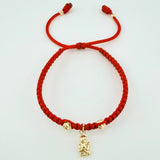 Pulsera Roja Angel 3mm-4mm 4 Und Bolas Diamantada Oro Amarillo 18K (A.C)