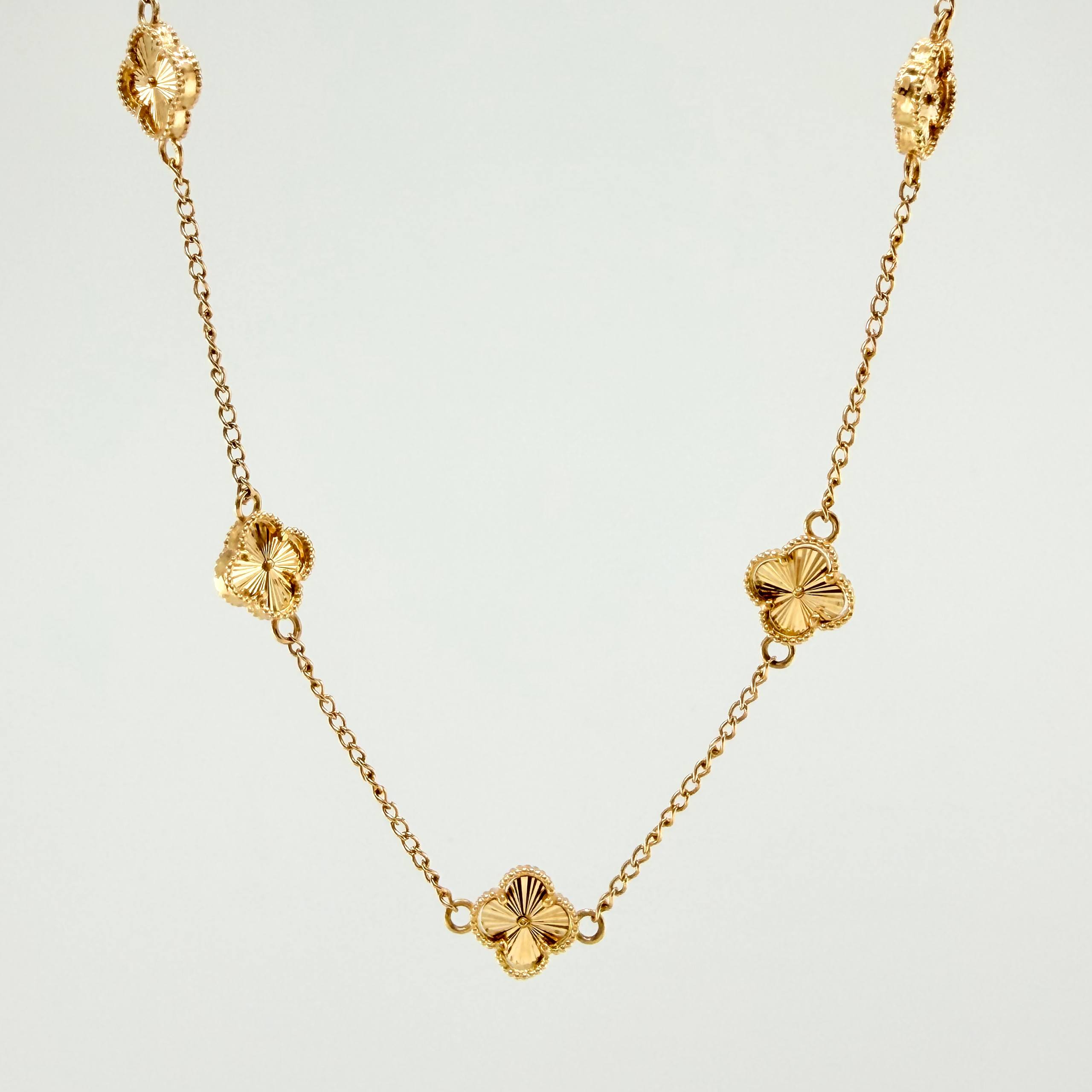 Cadena Trebol Diamantado  12.85gr / 19 3/4 in / 10mm Oro Amarillo Nac.Esp. 18K