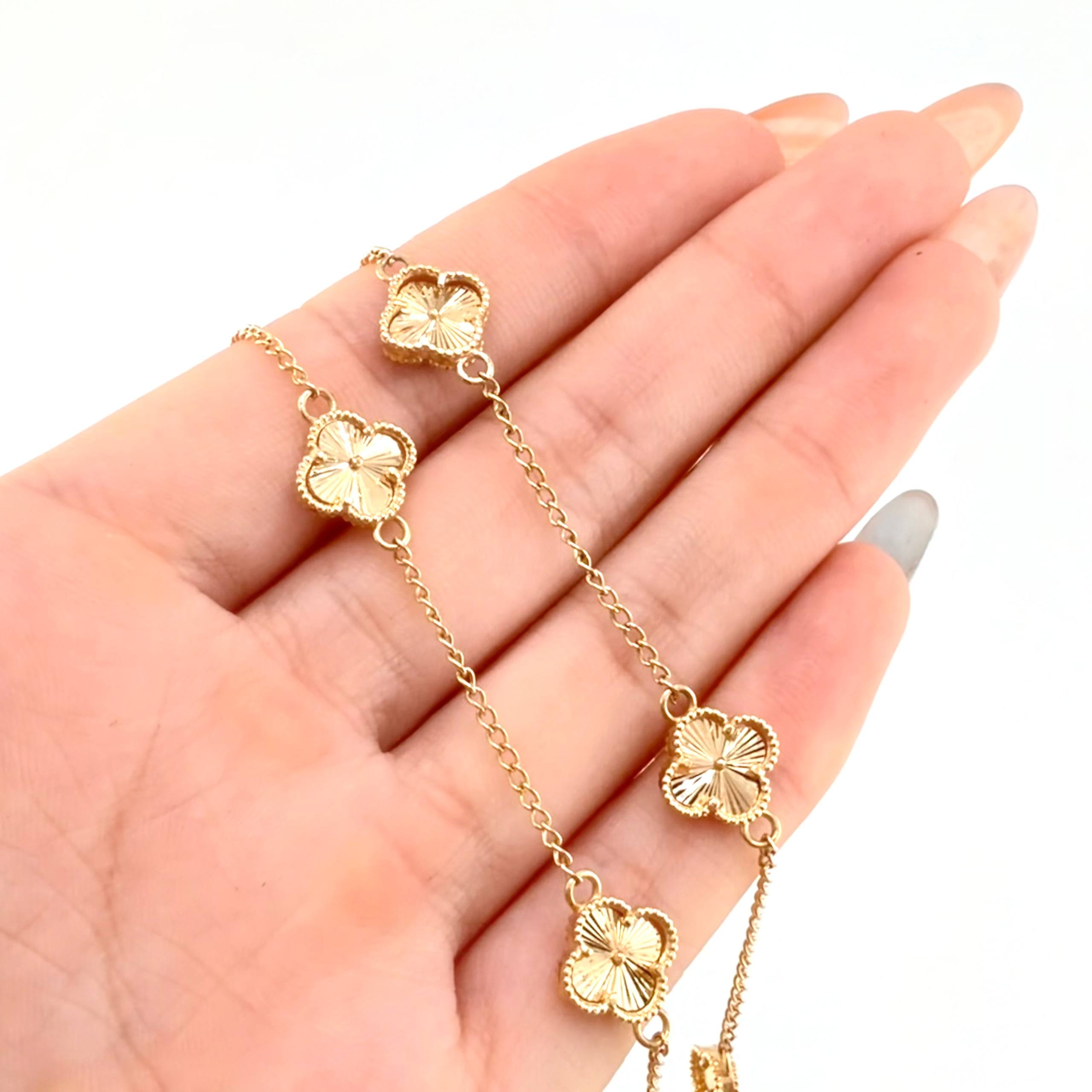 Cadena Trebol Diamantado  12.85gr / 19 3/4 in / 10mm Oro Amarillo Nac.Esp. 18K