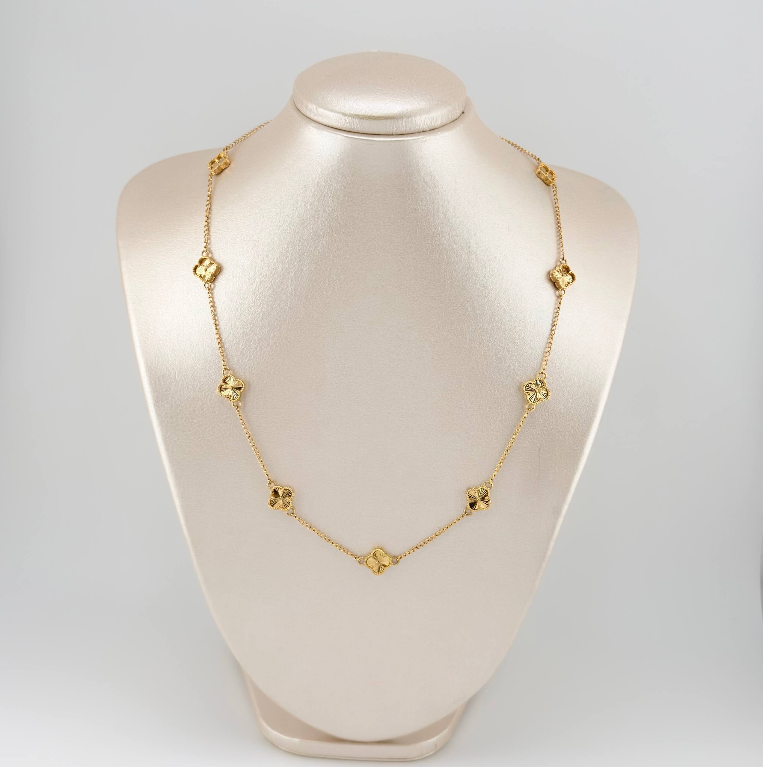 Cadena Trebol Diamantado  12.85gr / 19 3/4 in / 10mm Oro Amarillo Nac.Esp. 18K