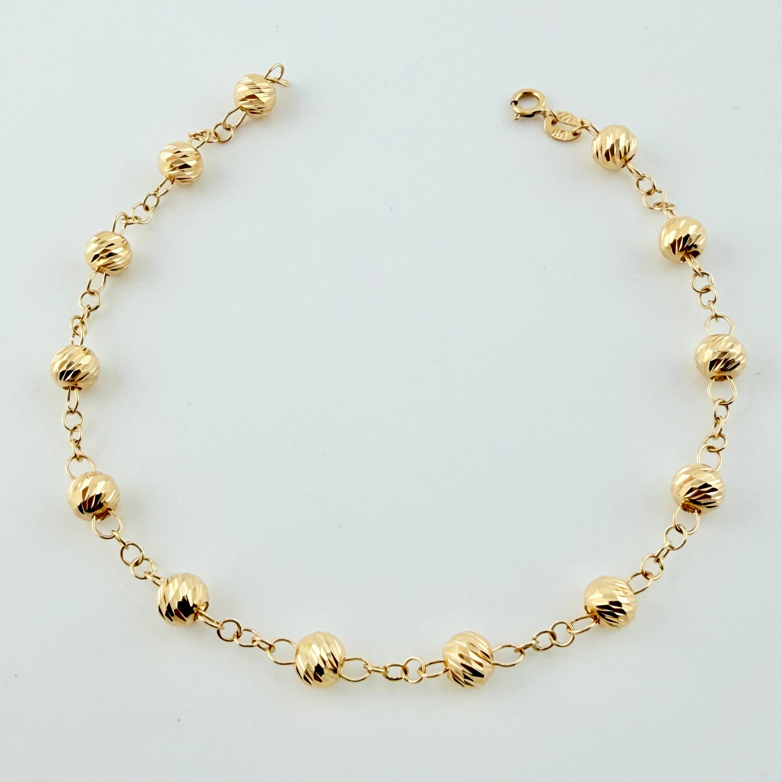 Pulso Tipo Militar Diamantado 2.6gr / 6 3/4 in / 5mm Oro Amarillo 18K ©