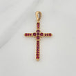 Pendant Cross Rubies 74Pts 2.3 g / 1 1/2 in Yellow Gold 18K