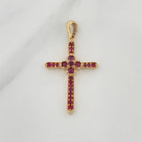 Pendant Cross Rubies 74Pts 2.3 g / 1 1/2 in Yellow Gold 18K