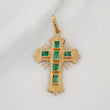Pendant Flat Cross Emeralds 50Pts 1.8 g / 1 1/2 in Yellow Gold 18K