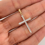 Pendant Dense Cross Diamonds 19Pts 1.15 g / 1 1/4 in Two Golds Yellow White 18K