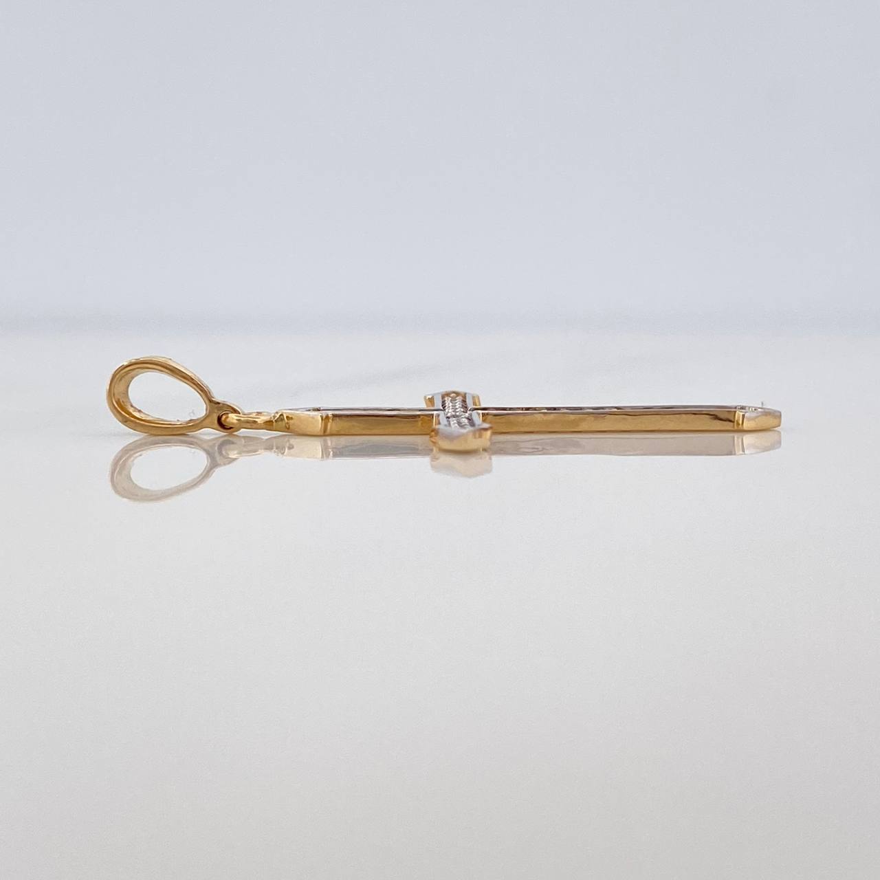 Pendant Dense Cross Diamonds 19Pts 1.15 g / 1 1/4 in Two Golds Yellow White 18K