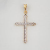 Pendant Dense Cross Diamonds 19Pts 1.15 g / 1 1/4 in Two Golds Yellow White 18K
