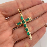 Pendant Cross Trunk Emeralds 1.22Qts 4.75 g / 1 3/4 in Yellow Gold 18K