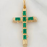Pendant Cross Trunk Emeralds 1.22Qts 4.75 g / 1 3/4 in Yellow Gold 18K