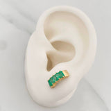 Stud Earrings Rectangles Emerald 1.18Qts 2.55 g / in / 5 mm Yellow Gold 18K