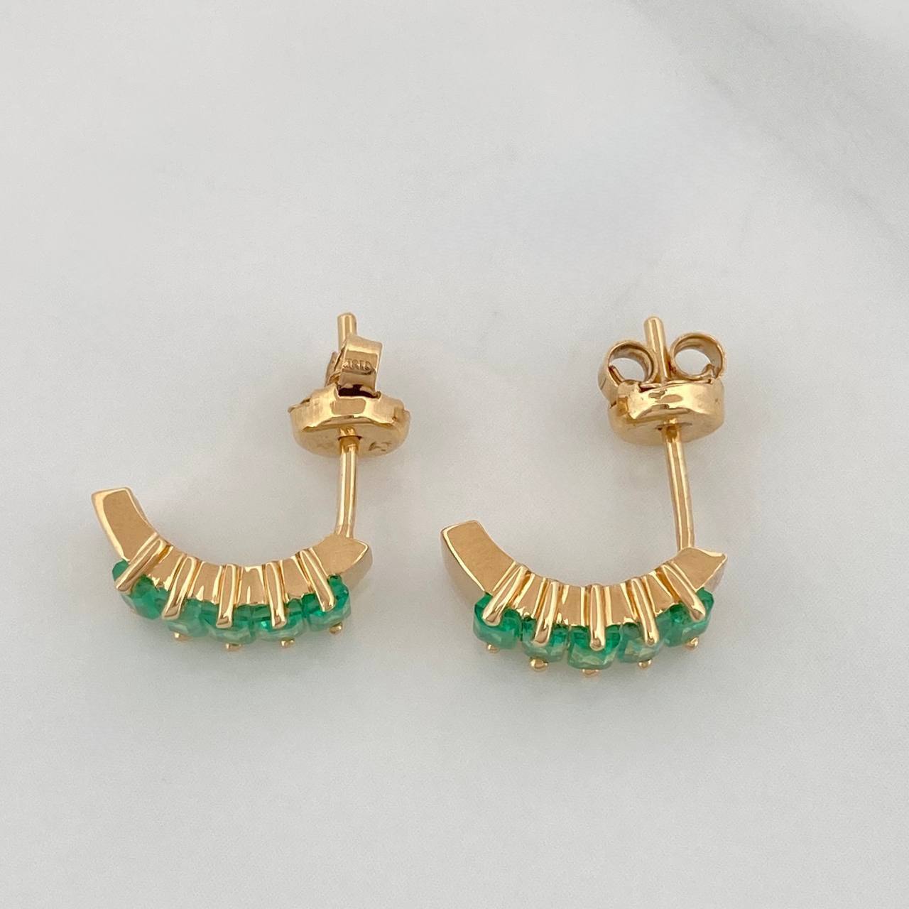 Stud Earrings Rectangles Emerald 1.18Qts 2.55 g / in / 5 mm Yellow Gold 18K