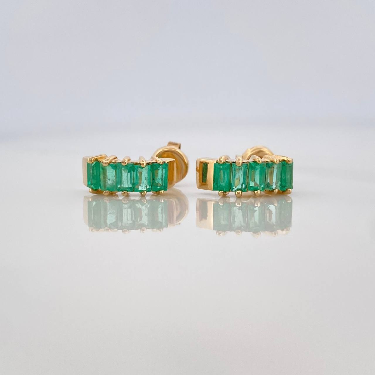 Stud Earrings Rectangles Emerald 1.18Qts 2.55 g / in / 5 mm Yellow Gold 18K