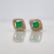 Stud Earrings Rhombus Emeralds 57Pts Diamonds 18Pts 3.1 g / in / 9 mm Two Golds Yellow White 18K
