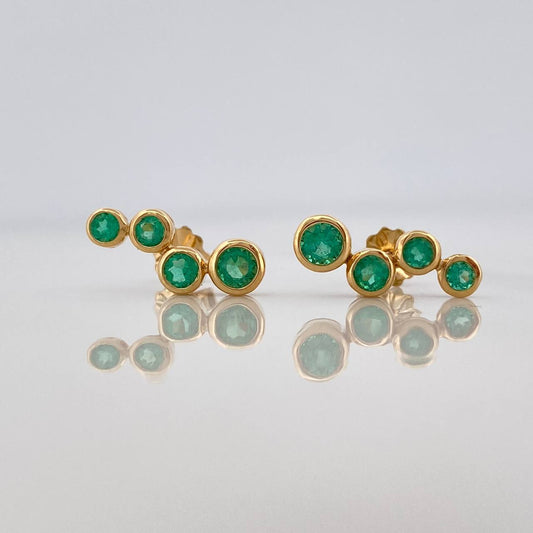 Stud Earrings Circles Emeralds 64Pts 2.25 g / in / 14 mm Yellow Gold 18K