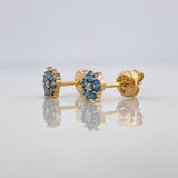 Stud Earrings Flower Diamonds 44Pts 1.55 g / in / 4.1 mm Two Golds Yellow White 18K