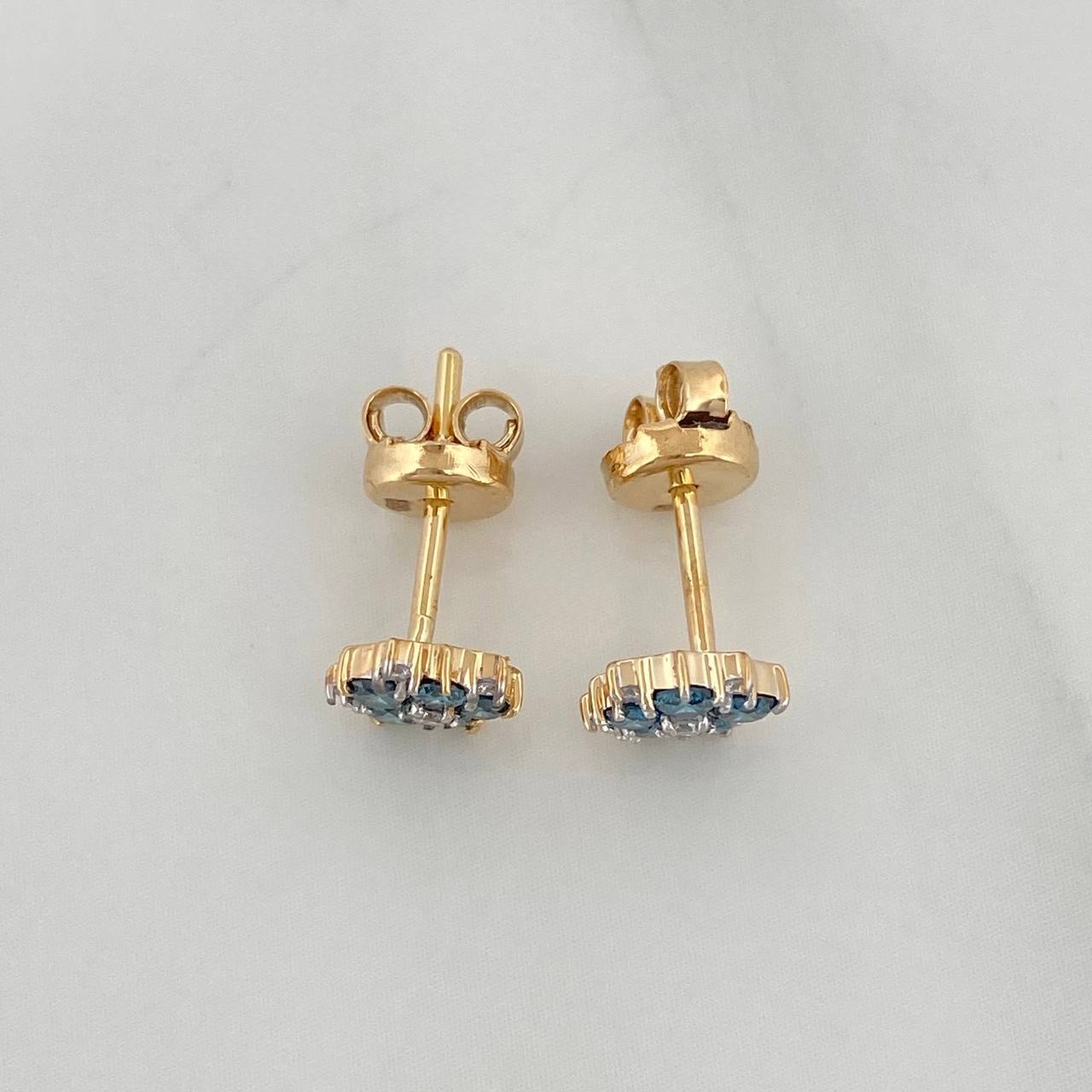 Stud Earrings Flower Diamonds 44Pts 1.55 g / in / 4.1 mm Two Golds Yellow White 18K