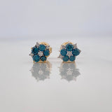 Stud Earrings Flower Diamonds 44Pts 1.55 g / in / 4.1 mm Two Golds Yellow White 18K