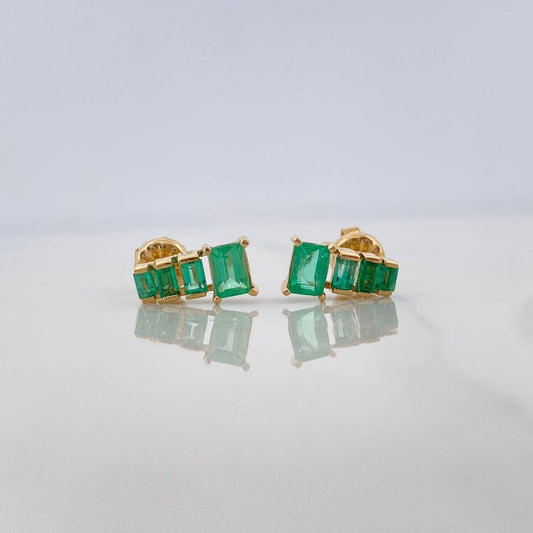 Stud Earrings Pyramid Emeralds 99Pts 2.15 g / in / 4.4 mm Yellow Gold 18K
