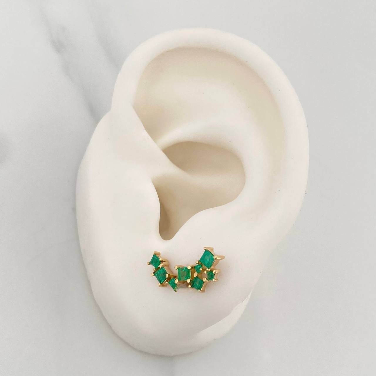 Stud Earrings Squares Emeralds 70Pts 2.35 g / in / 5.2 mm Yellow Gold 18K