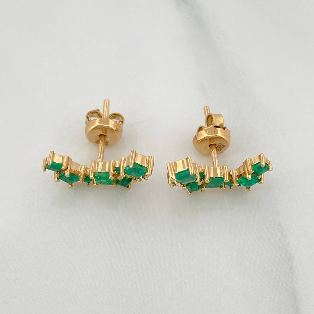 Stud Earrings Squares Emeralds 70Pts 2.35 g / in / 5.2 mm Yellow Gold 18K