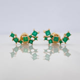 Stud Earrings Squares Emeralds 70Pts 2.35 g / in / 5.2 mm Yellow Gold 18K