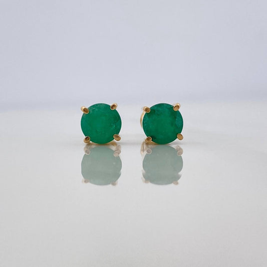 Stud Earrings Four Prongs Emeralds 155Qts 1.6 g / in / 6 mm Yellow Gold 18K