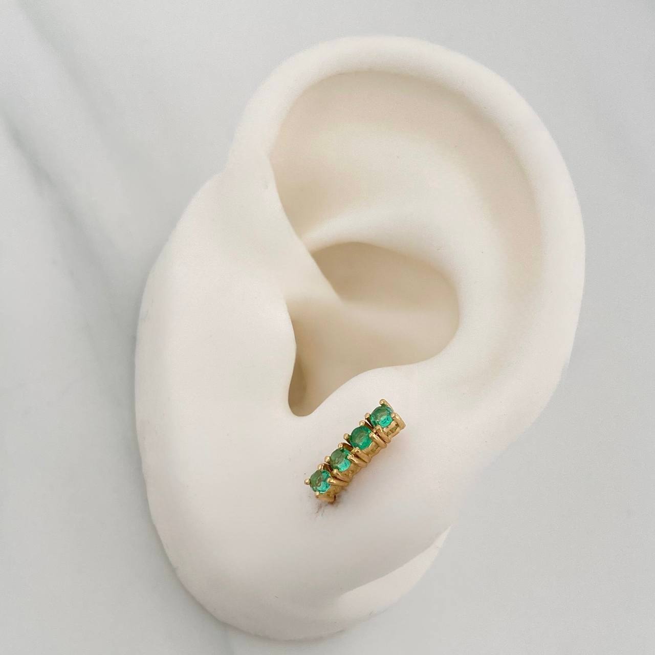 Stud Earrings Beads Emeralds 23Pts 1.55 g / in / 2.3 mm Yellow Gold 18K