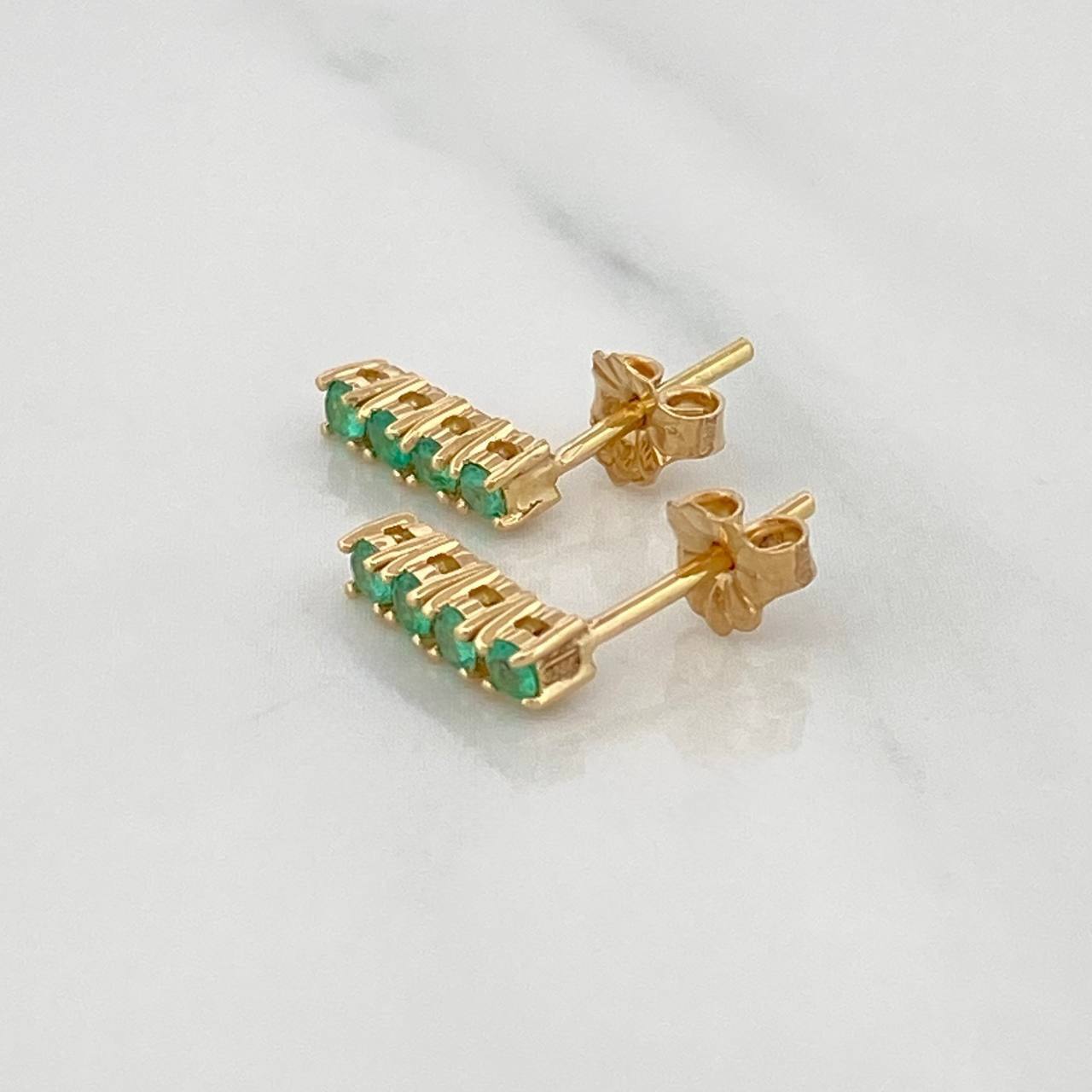 Stud Earrings Beads Emeralds 23Pts 1.55 g / in / 2.3 mm Yellow Gold 18K