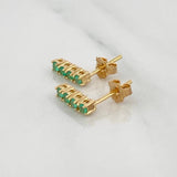 Stud Earrings Beads Emeralds 23Pts 1.55 g / in / 2.3 mm Yellow Gold 18K