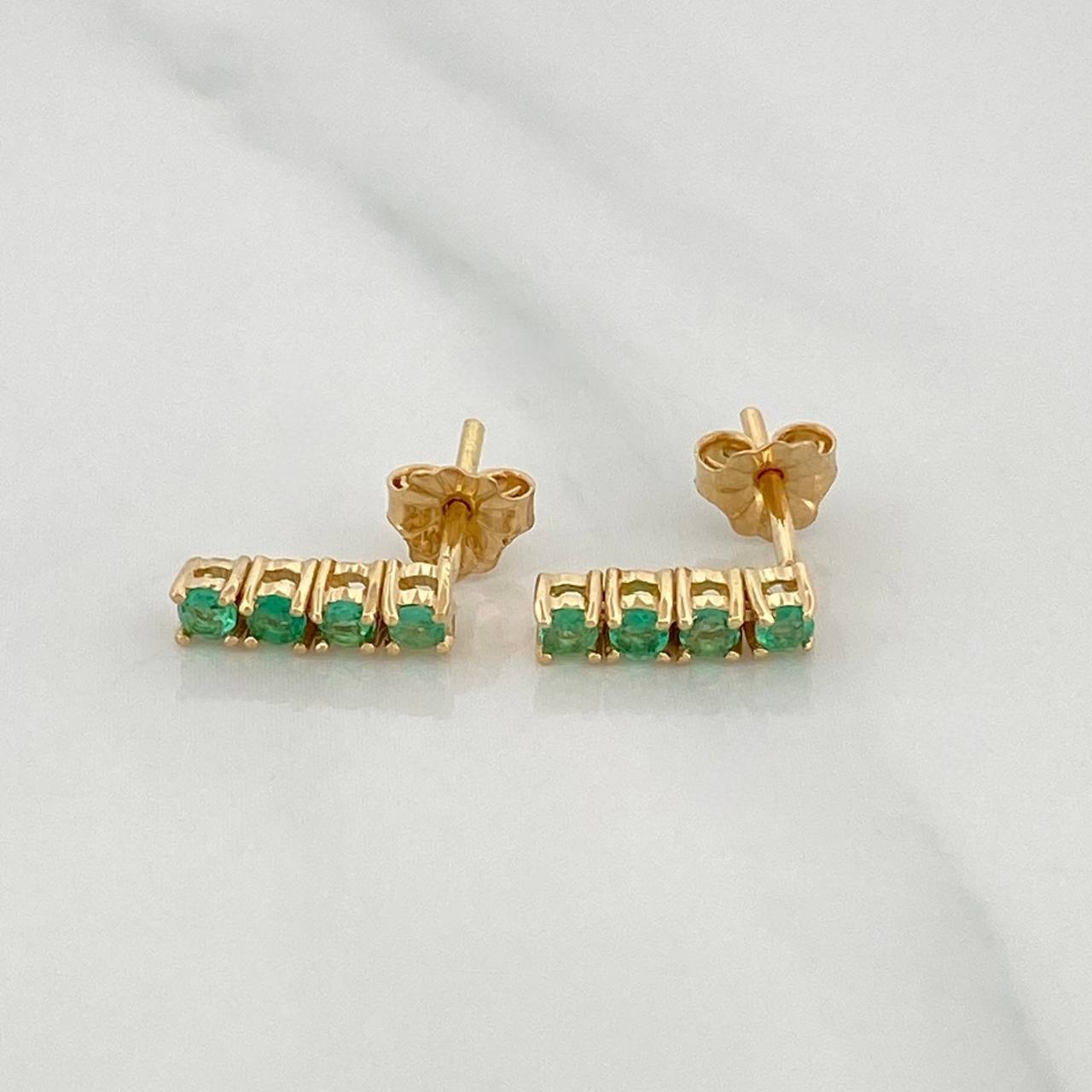 Stud Earrings Beads Emeralds 23Pts 1.55 g / in / 2.3 mm Yellow Gold 18K