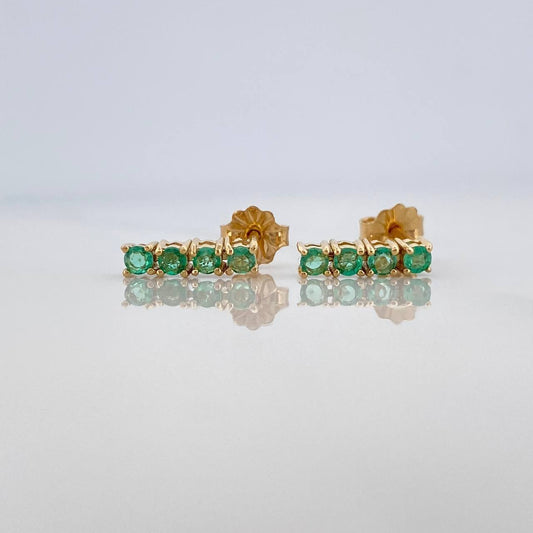 Stud Earrings Beads Emeralds 23Pts 1.55 g / in / 2.3 mm Yellow Gold 18K