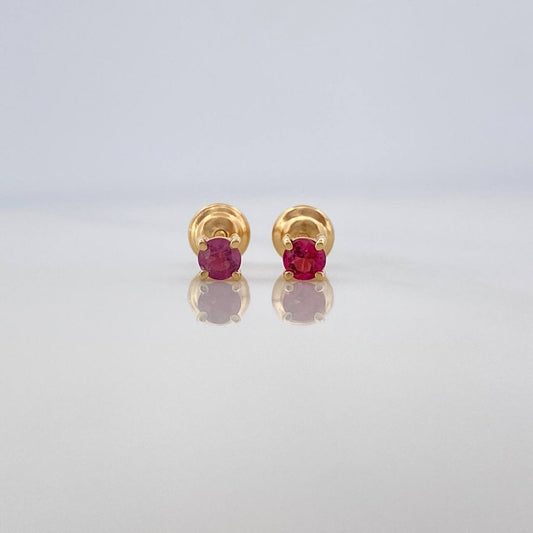 Stud Earrings Four Prongs Rubies 28Pts 0.7 g / in / 2.55 mm Yellow Gold 18K