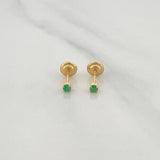 Stud Earrings Four Prongs Emeralds 07Pts 0.55 g / in / 1.65 mm Yellow Gold 18K