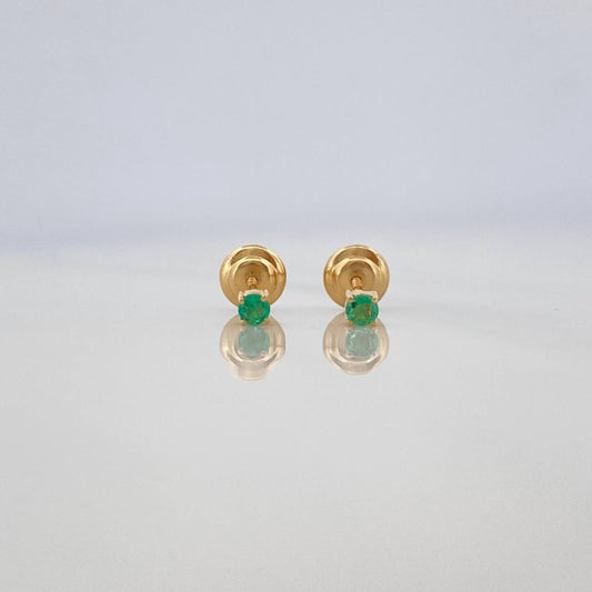 Stud Earrings Four Prongs Emeralds 07Pts 0.55 g / in / 1.65 mm Yellow Gold 18K