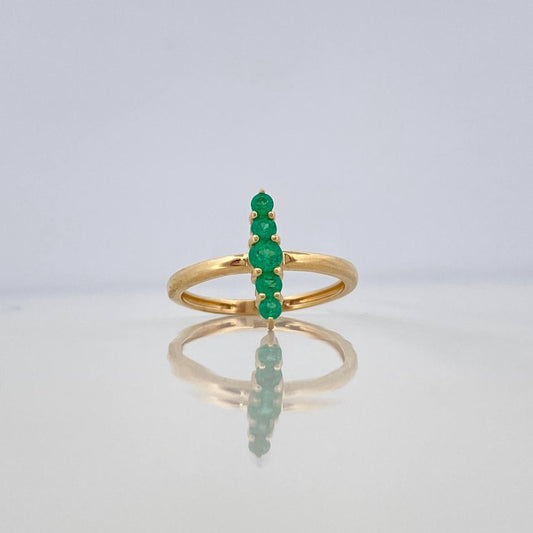 Linear Ring Emeralds 30Pts 2.2 g / T5 3/4 Yellow Gold 18K
