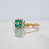 Anillo Esmeraldas 70Pts Diamantes 35Pts 2.1 g / T6 3/4  Dos Oros Amarillo Blanco 18K