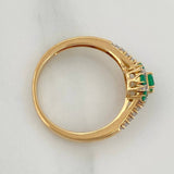 Emerald Flower Ring 80Pts Diamonds 118Qts 2.95 g / T7 Two-Tone Yellow White Gold 18K