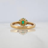 Emerald Flower Ring 80Pts Diamonds 118Qts 2.95 g / T7 Two-Tone Yellow White Gold 18K