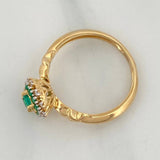 Anillo Flor Esmeraldas 28Pts Diamantes 05Pts 3.05 g / T6 Dos Oros Amarillo Blanco  18K