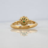 Anillo Flor Esmeraldas 28Pts Diamantes 05Pts 3.05 g / T6 Dos Oros Amarillo Blanco  18K